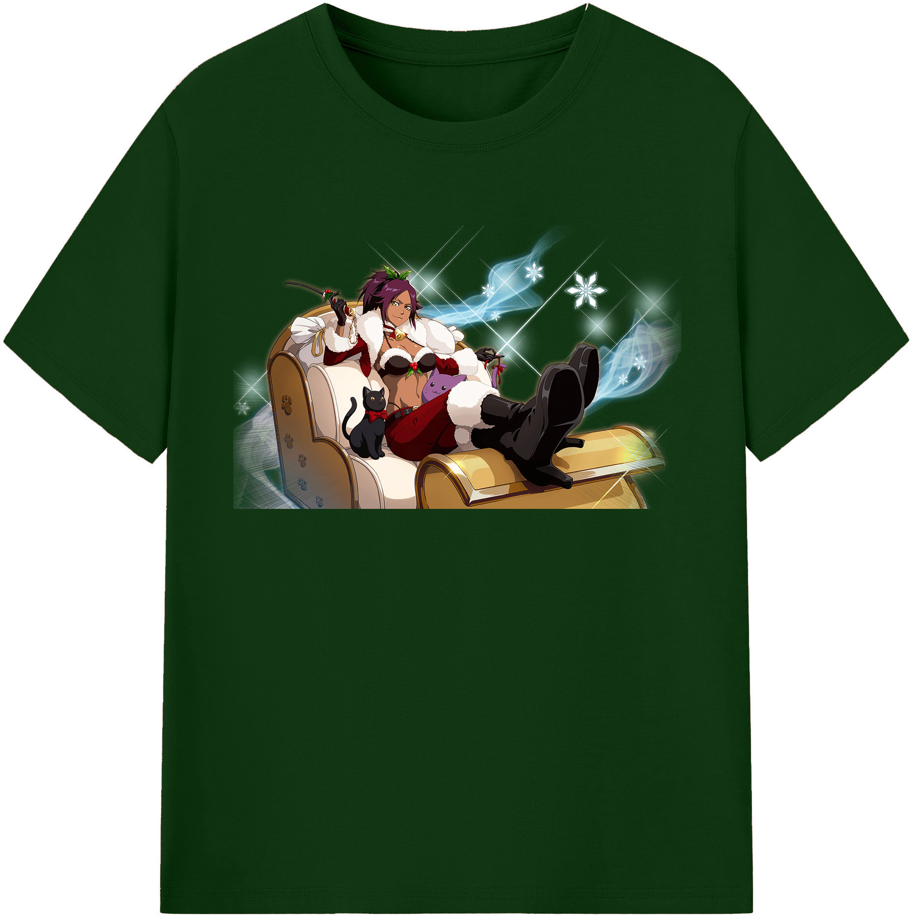 （画像用） ブリーチ 四楓院 夜一（しほういん よるいち） BLEACH Shihouin Yoruichi 綿100％半袖Tシャツ（フロントプリント）
